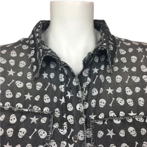AMO Skull distressed Denim oversized blouse NWT